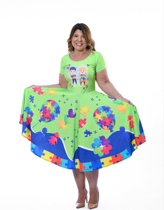 Vestido Autismo Verde
