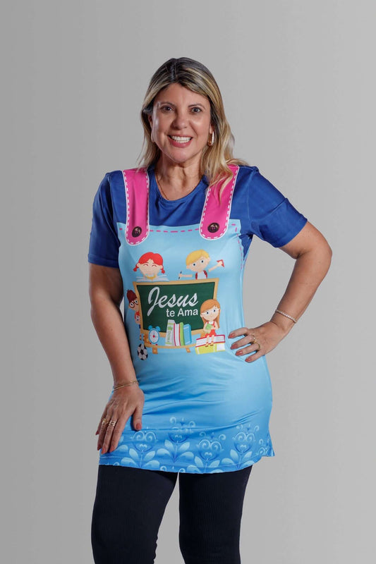 Bata Uniforme - Jesus Ama Você - Azul