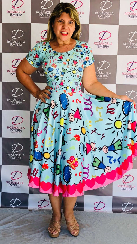 Vestido Uniforme - Bonequinho Lápis - Azul