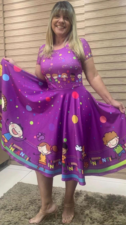 Vestido Uniforme - Bonequinho - Roxo