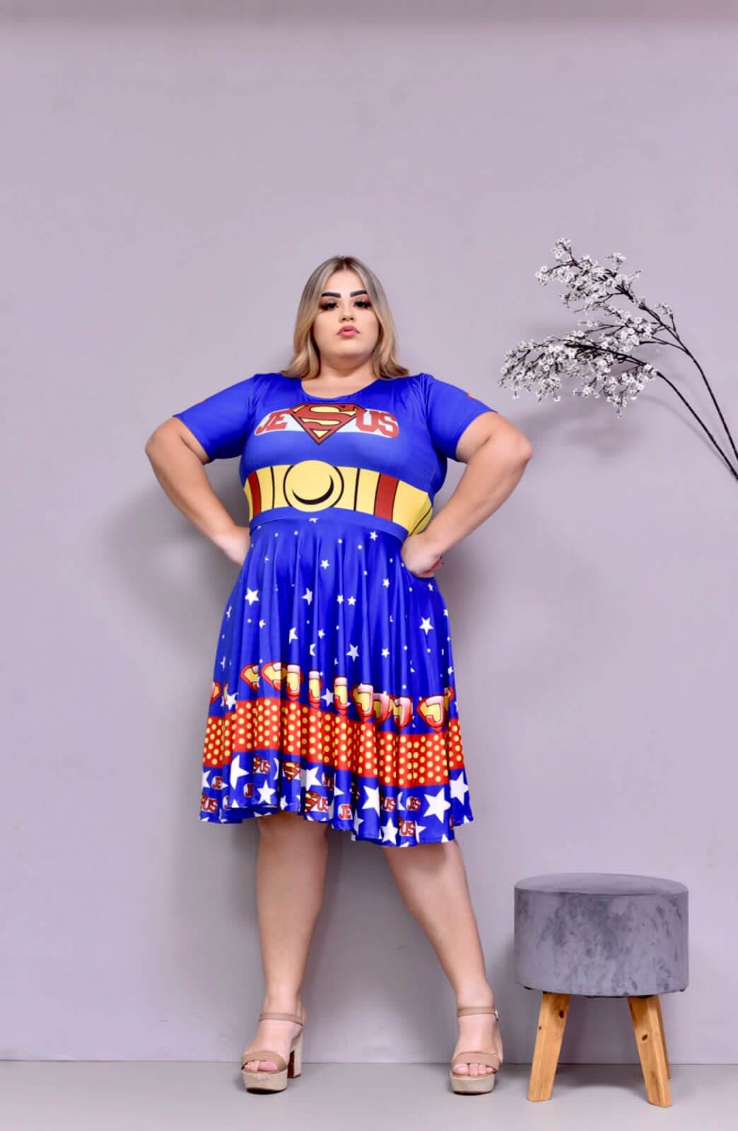 Vestido Uniforme - Jesus Meu Super Herói - Azul