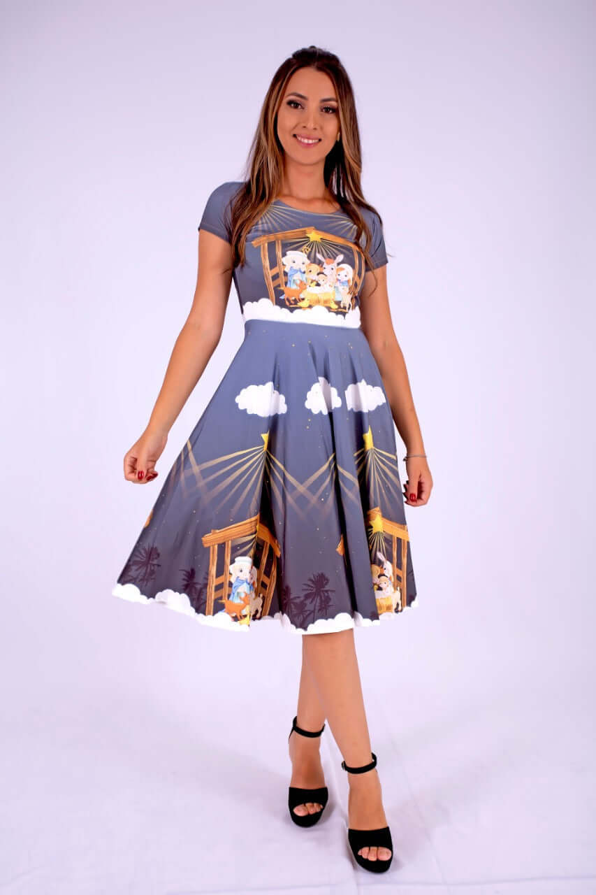Vestido Uniforme - Jesus Nasceu - Azul