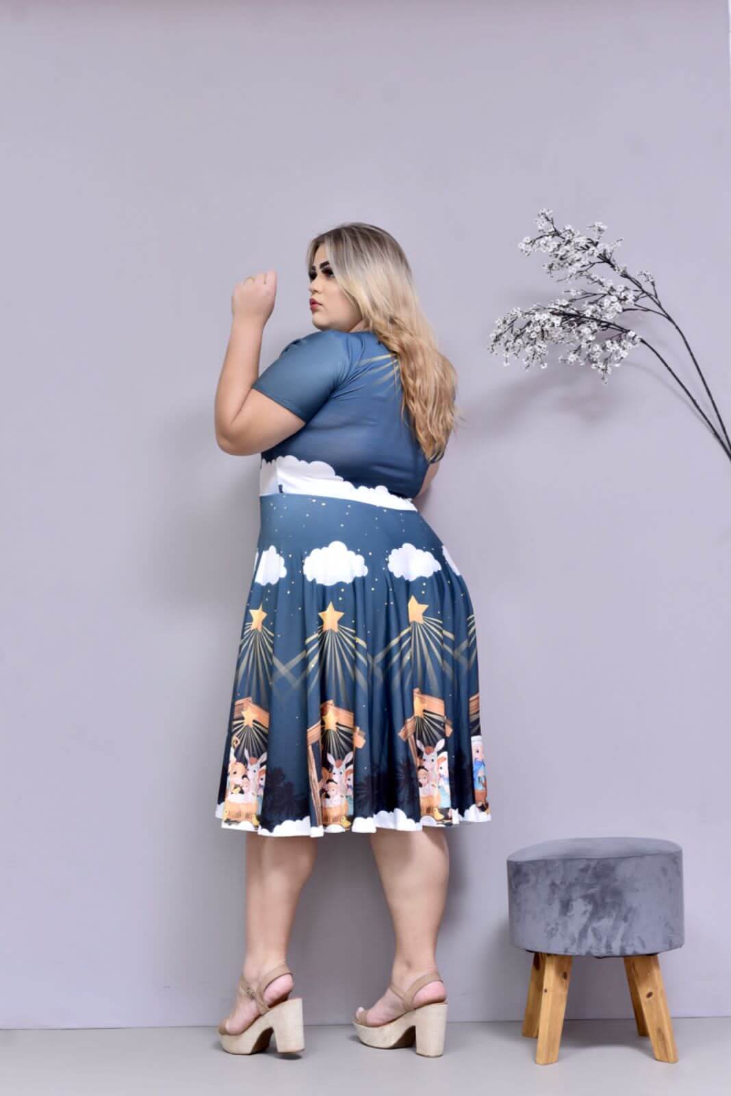 Vestido Uniforme - Jesus Nasceu - Azul