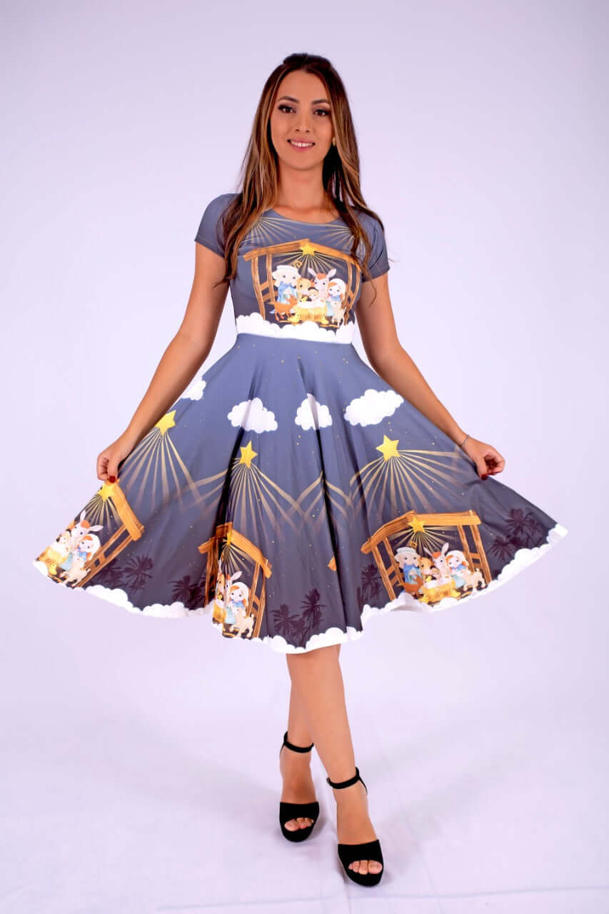 Vestido Uniforme - Jesus Nasceu - Azul