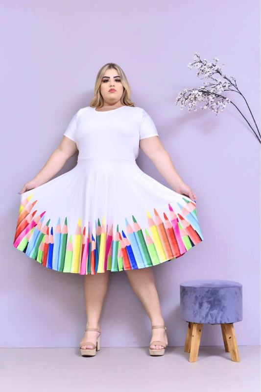 Vestido Uniforme - Lápis Colorido - Branco
