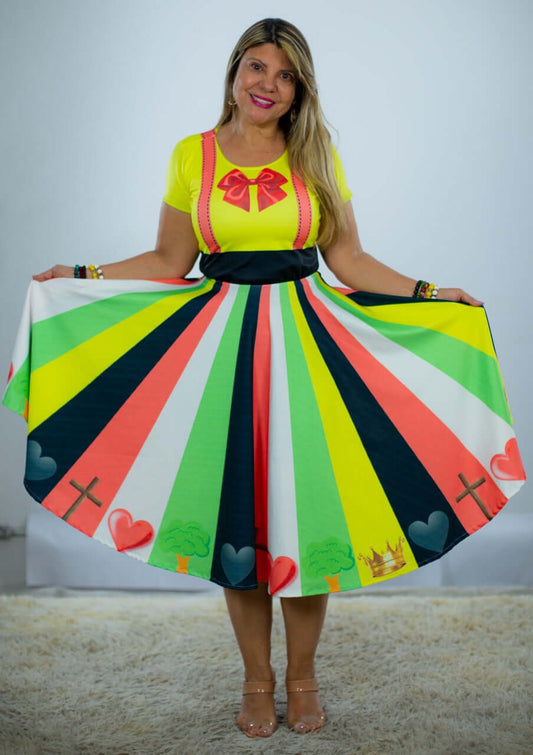 Vestido Uniforme - Livro da Salvação - Colorido