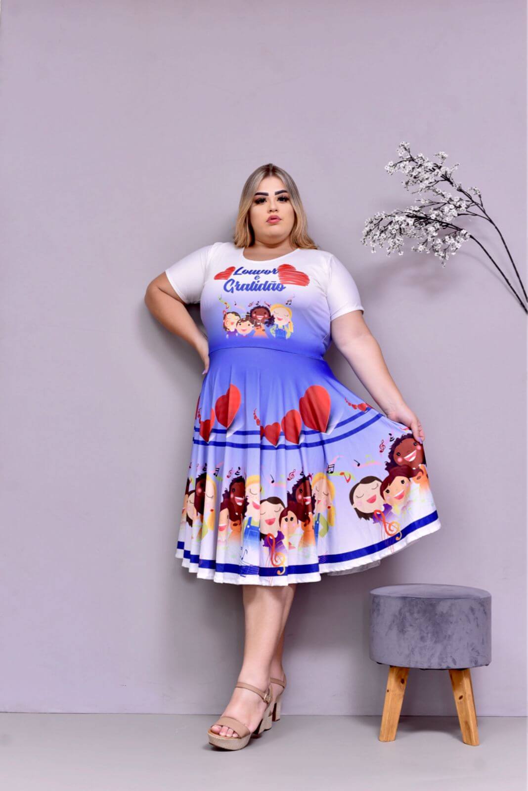 Vestido Uniforme - Louvor e Gratidão - Azul