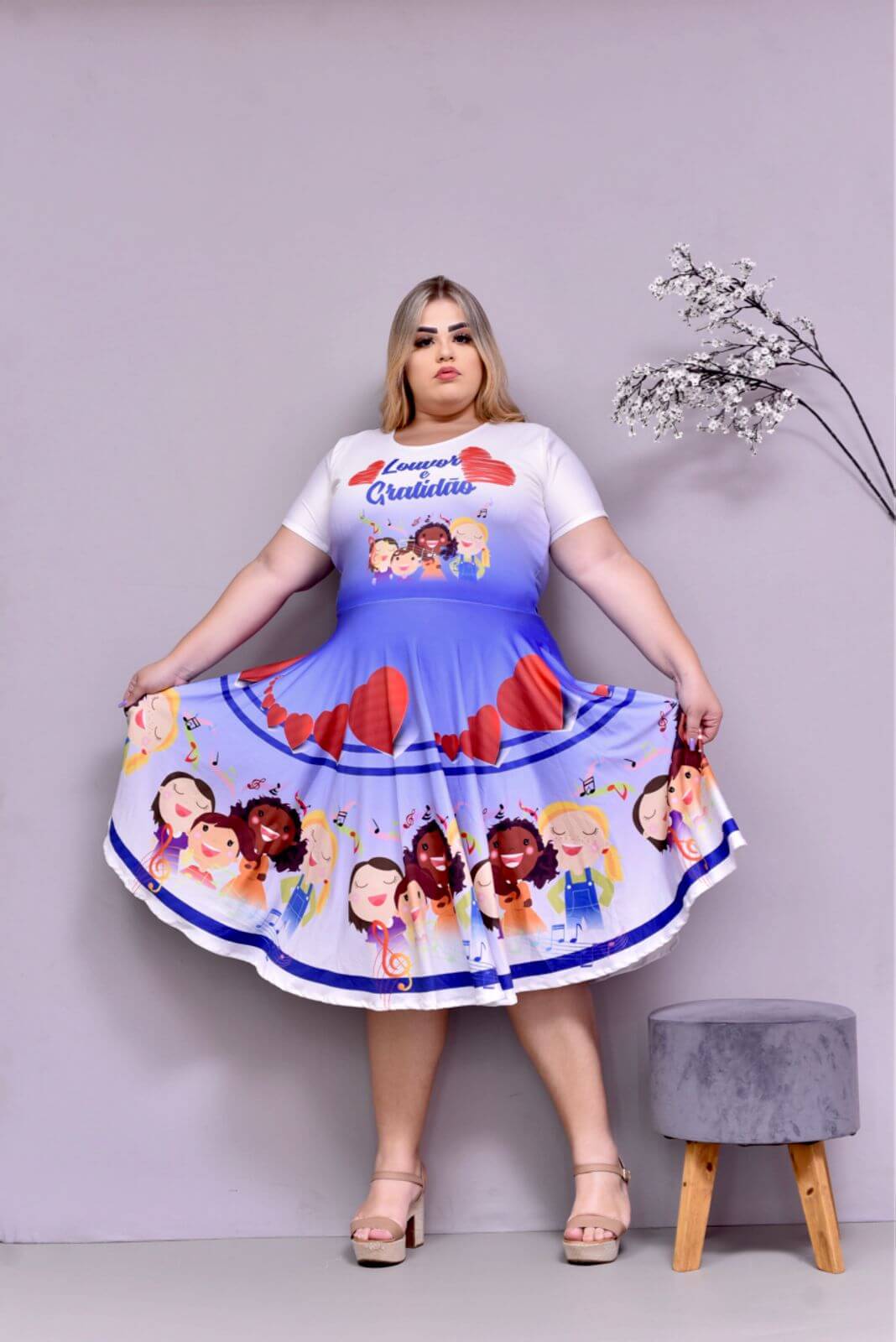 Vestido Uniforme - Louvor e Gratidão - Azul