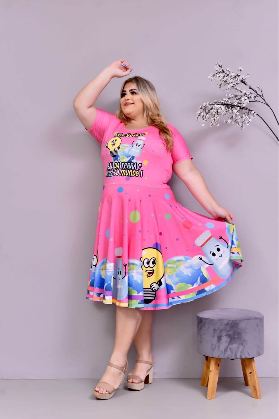 Vestido Uniforme - Luz do Mundo - Rosa