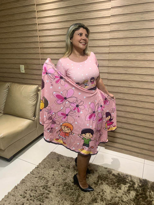 Vestido Uniforme - Morango Com Chocolate - Rosa