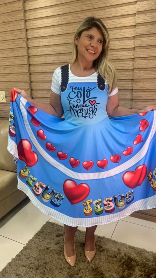 Vestido Uniforme - No Teu Colo Azul - Azul