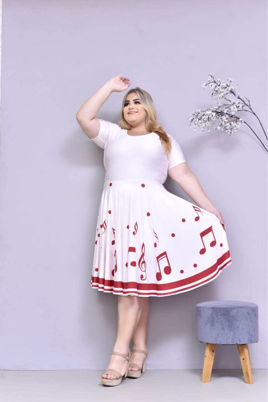 Vestido Uniforme - Notas Musicais - Branco