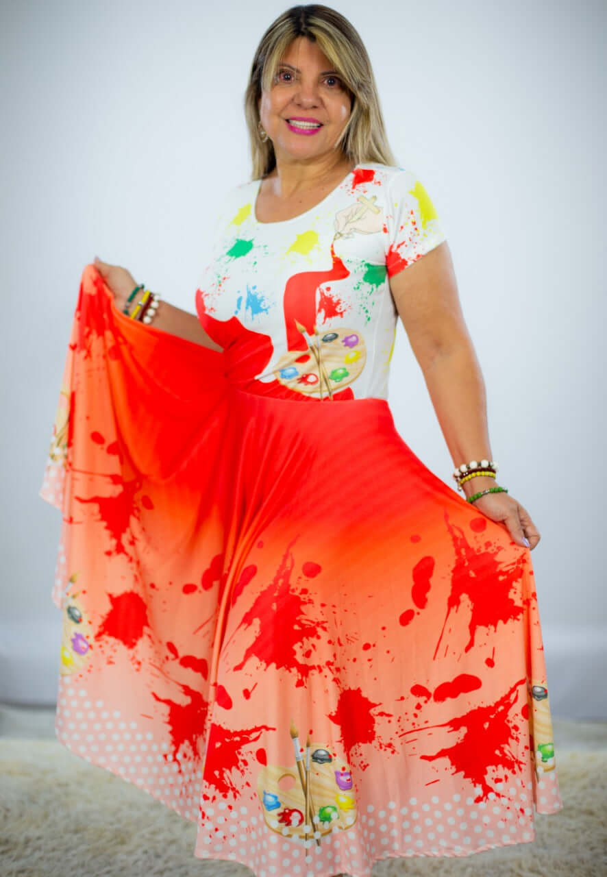 Vestido Uniforme - O Maior Pintor do Mundo - Laranja