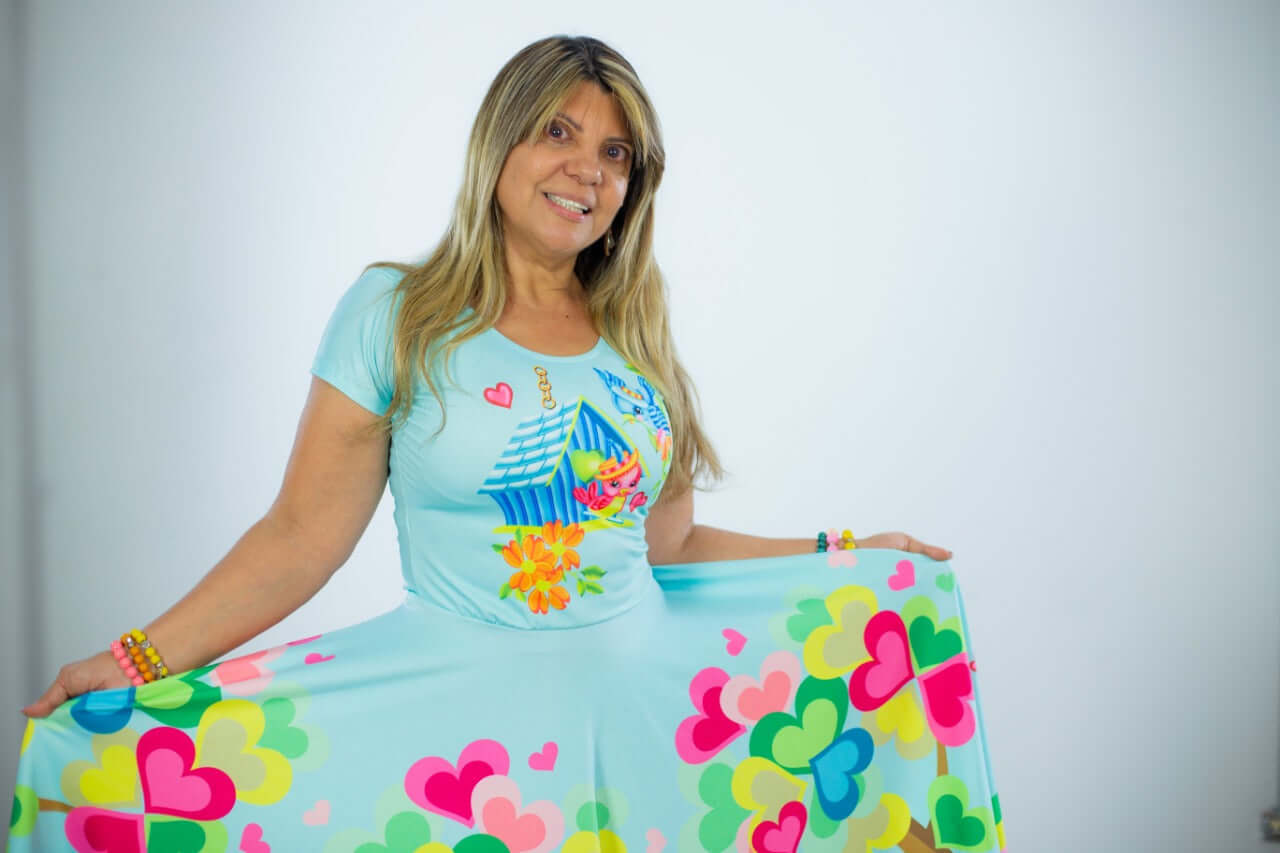Vestido Uniforme - Passarinho - Azul