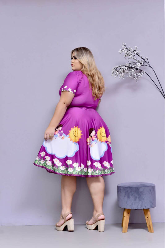 Vestido Uniforme - Sol e Nuvem - Roxo