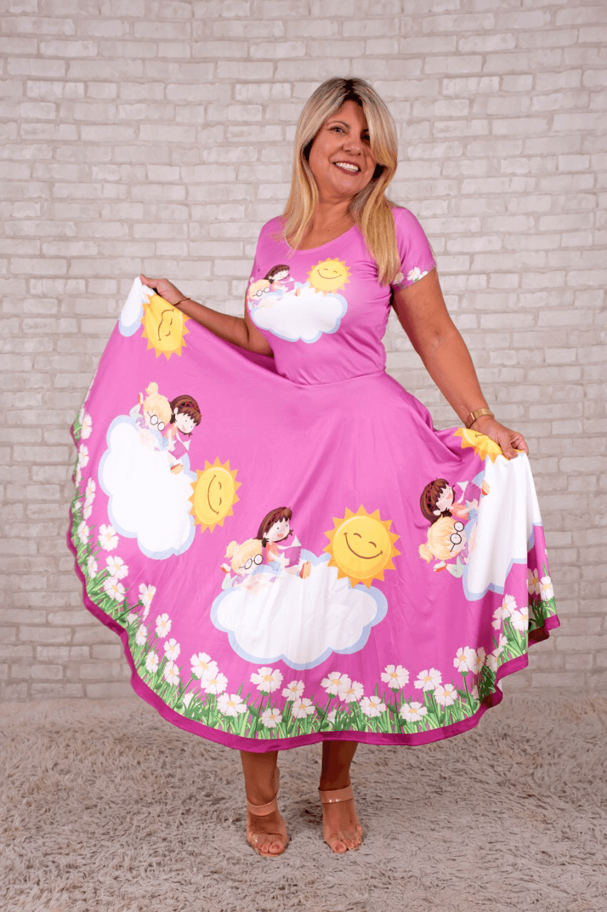 Vestido Uniforme - Sol e Nuvem - Roxo