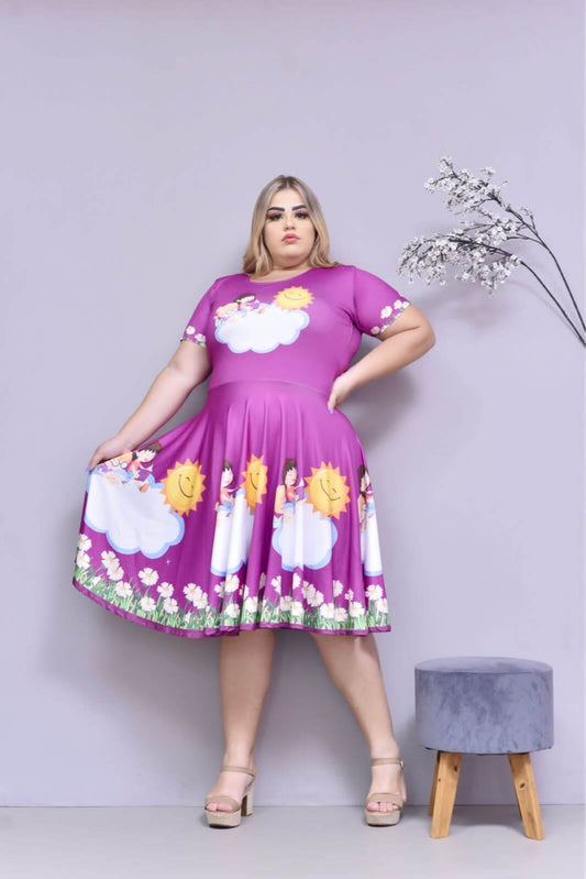 Vestido Uniforme - Sol e Nuvem - Roxo