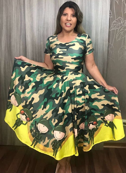 Vestido Uniforme - Soldadinho Não Descansa - Verde