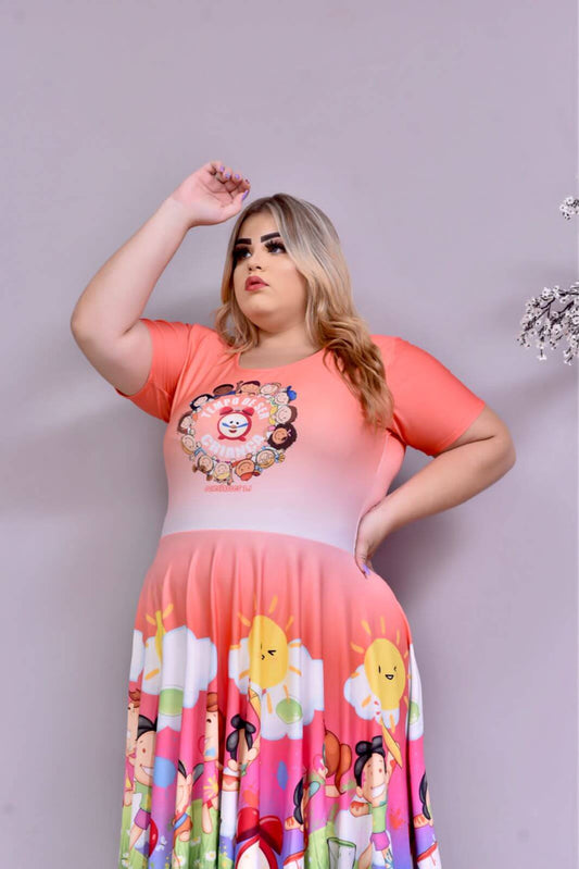 Vestido Uniforme - Tempo de Ser Criança - Laranja