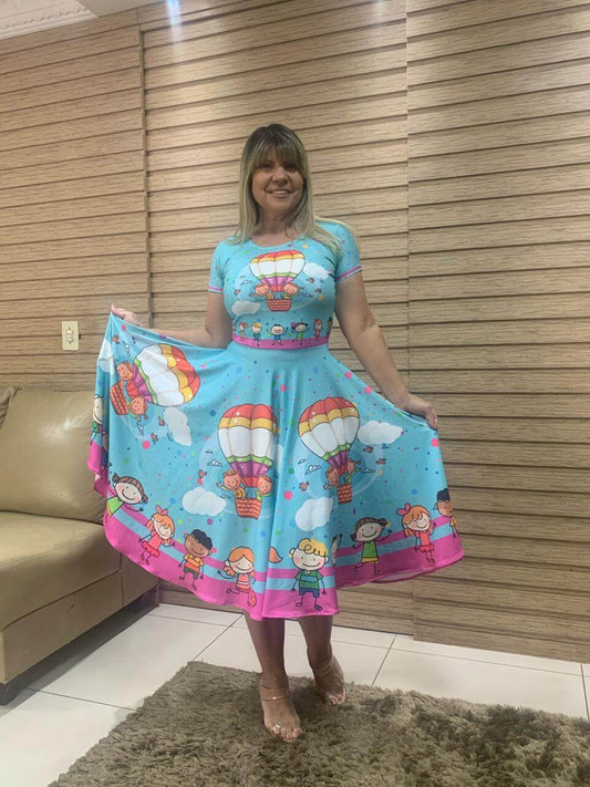 Vestido Uniforme - Vestido Balão - Azul