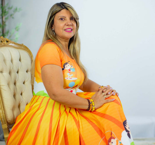 Vestido Uniforme - Vestido Diversão - Laranja