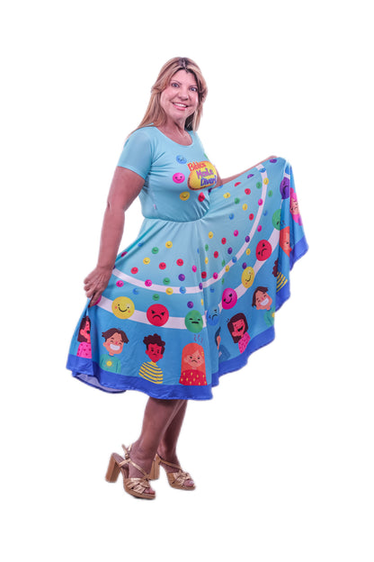 Vestido Professora - Azul Carinhas e Bolinhas — foto 2