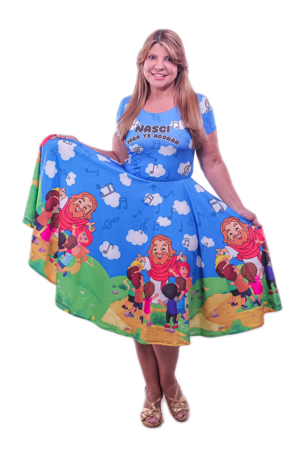 Vestido Professora - Azul Personagens Bíblicos