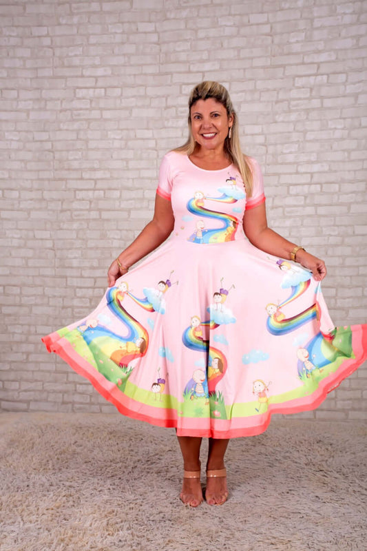 Vestido Uniforme - Arco Iris - Rosa