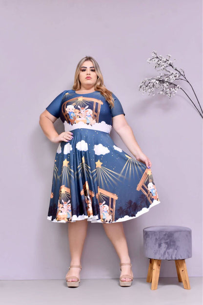 Vestido Uniforme - Jesus Nasceu - Azul