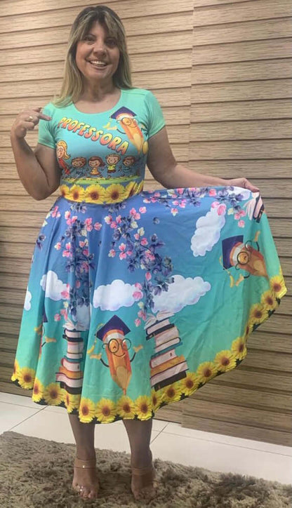 Vestido Uniforme - Professora - Azul