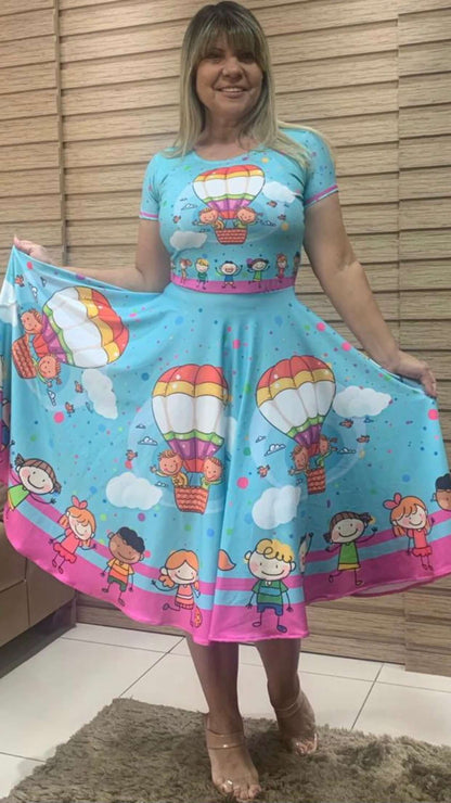 Vestido Uniforme - Vestido Balão - Azul — foto 2
